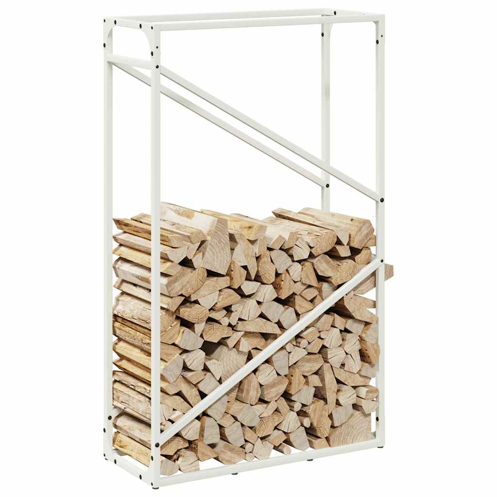 brændestativ 60x25x100 cm koldvalset stål hvid