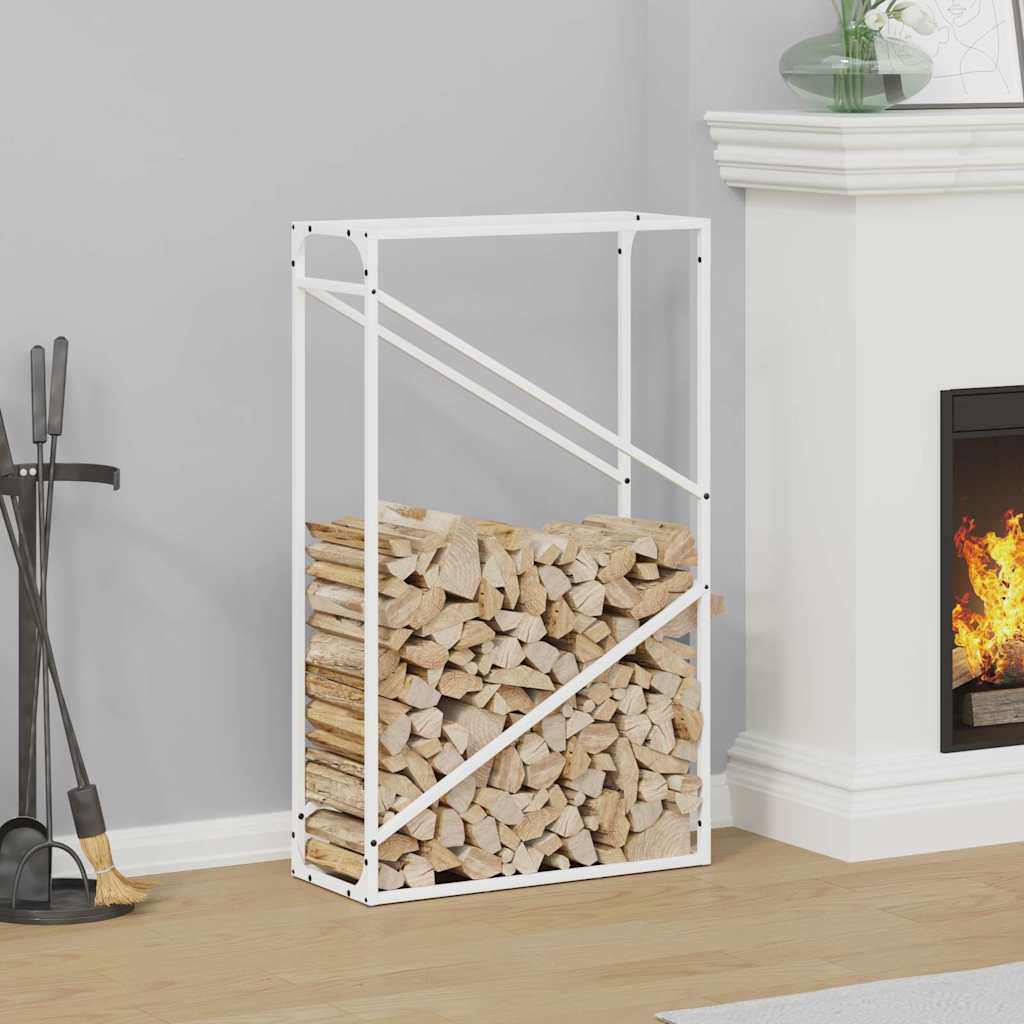 brændestativ 60x25x100 cm koldvalset stål hvid