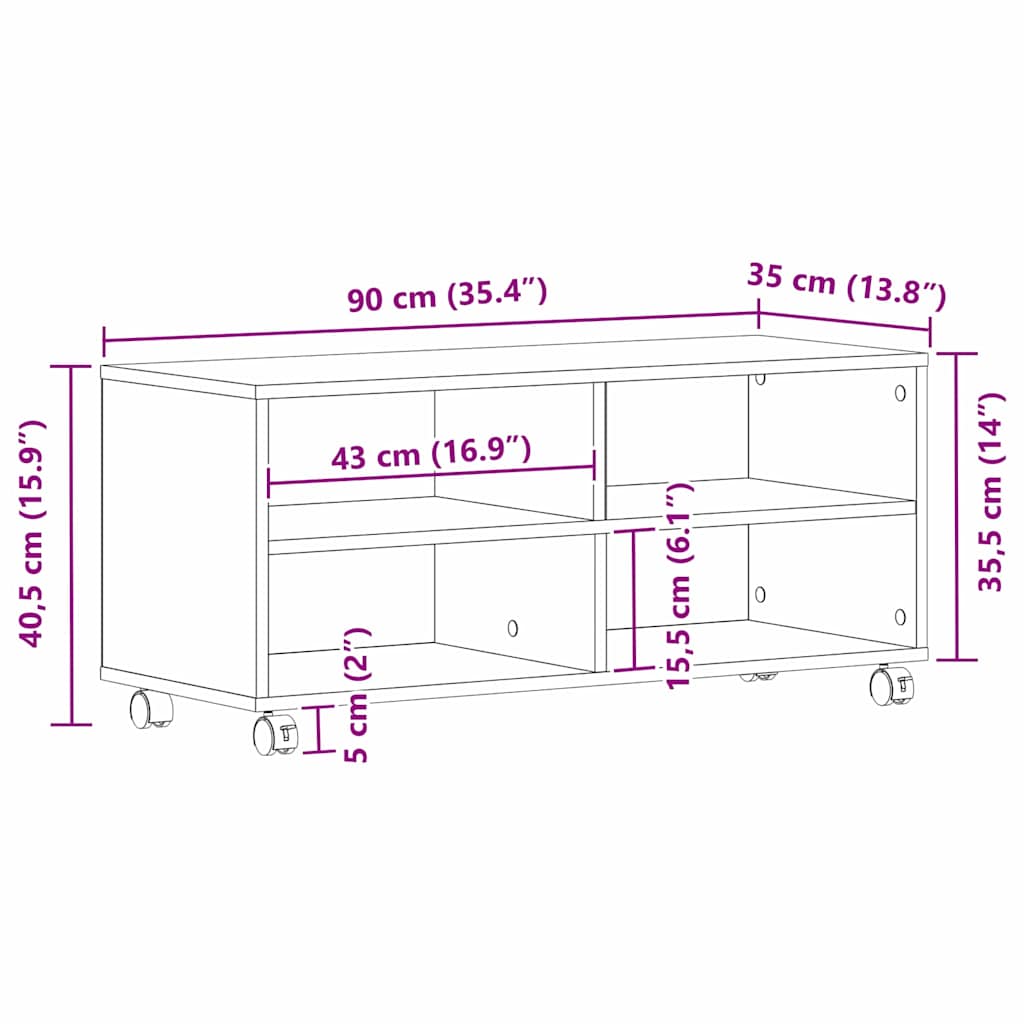 TV-skab 90 x 35 x 40.5 cm Brun Konstrueret træ