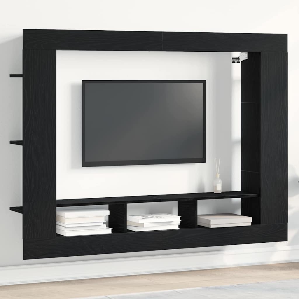 TV-skab 152 x 22 x 113 cm Sort eg Konstrueret træ