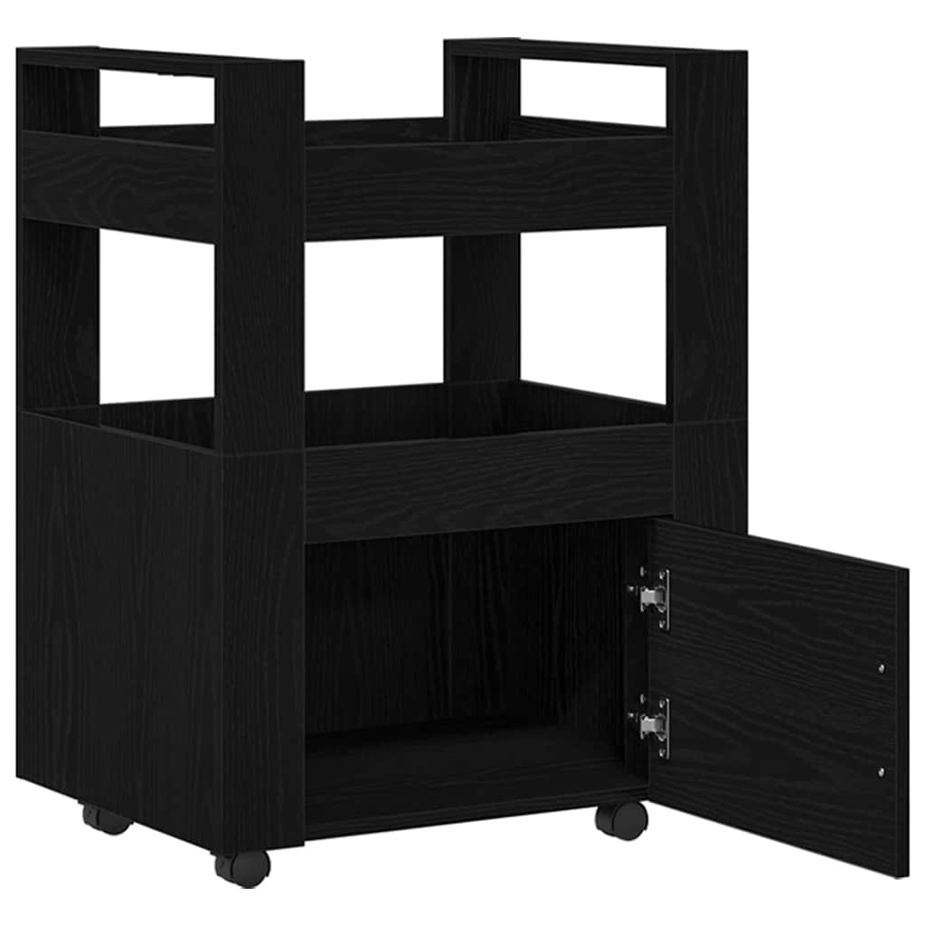 Køkkenvogn Sort eg 60 x 45 x 80 cm Konstrueret træ