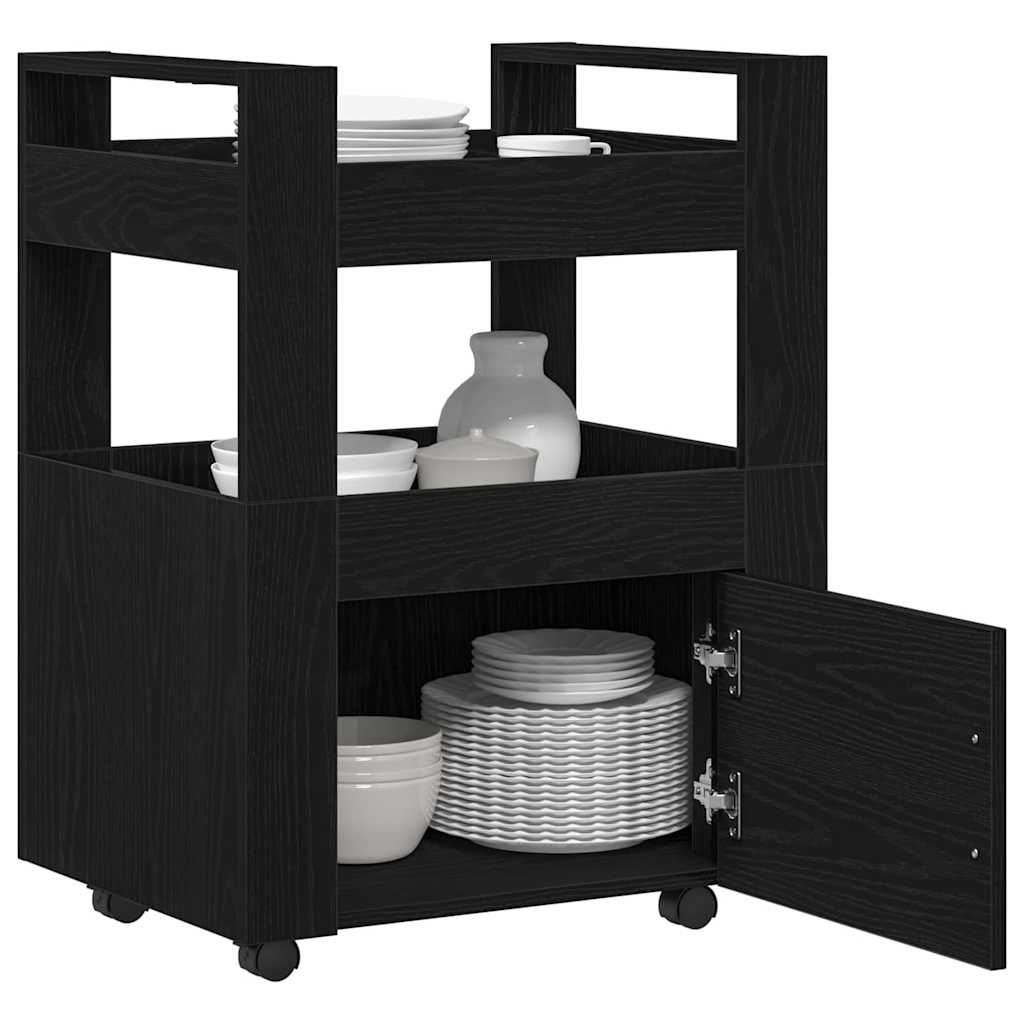 Køkkenvogn Sort eg 60 x 45 x 80 cm Konstrueret træ