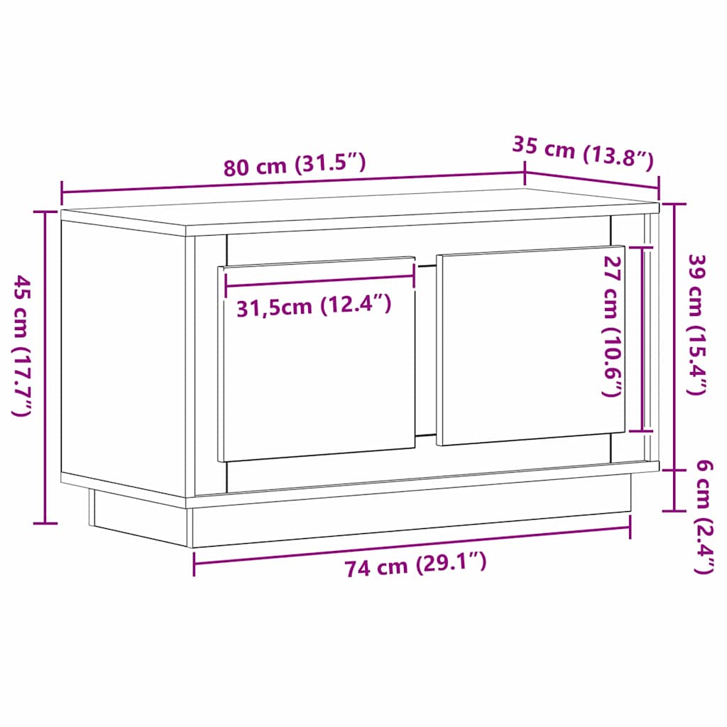 TV-skab 80 x 35 x 45 cm Gammelt træ Konstrueret træ