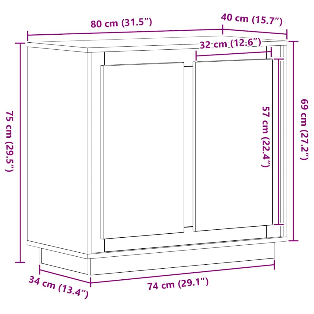 Sideboard Gammelt træ 80 x 40 x 75 cm Konstrueret træ