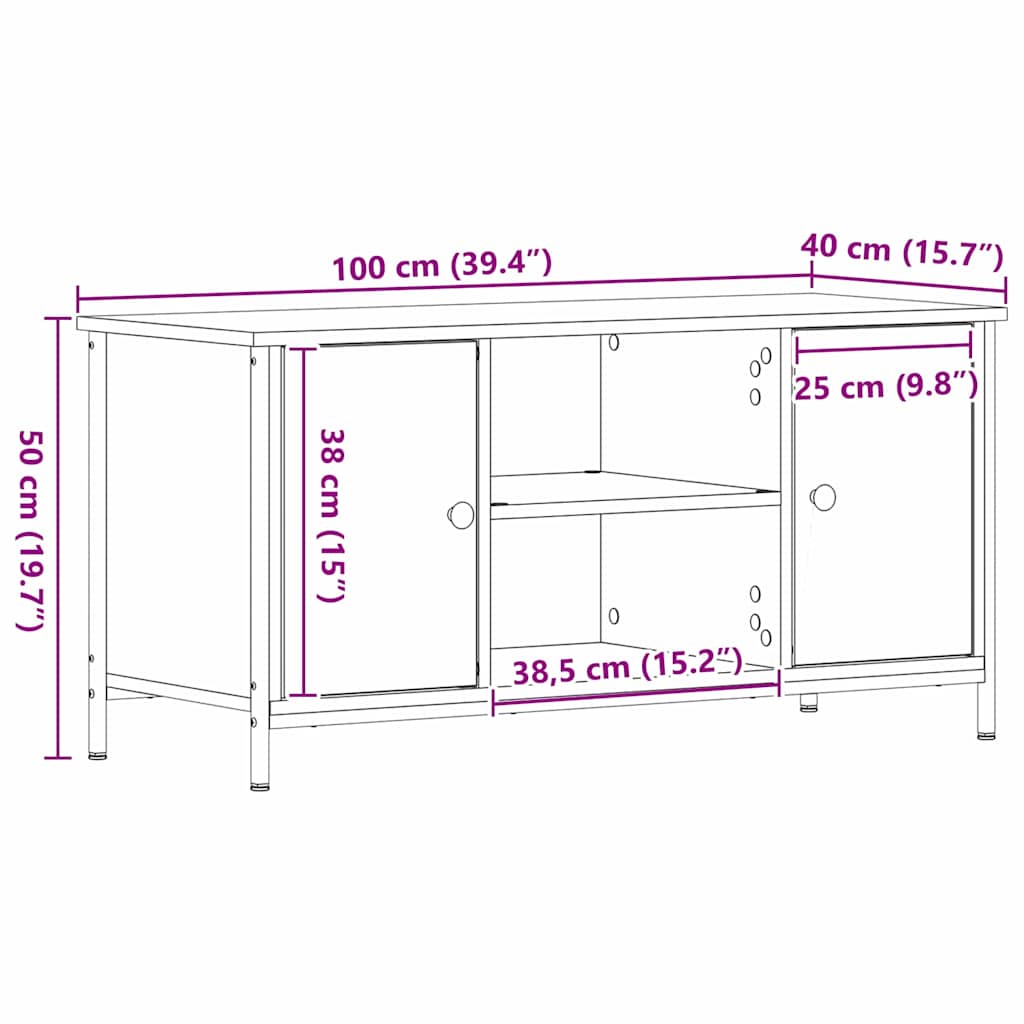 TV-skab 100 x 40 x 50 cm Gammelt træ Konstrueret træ