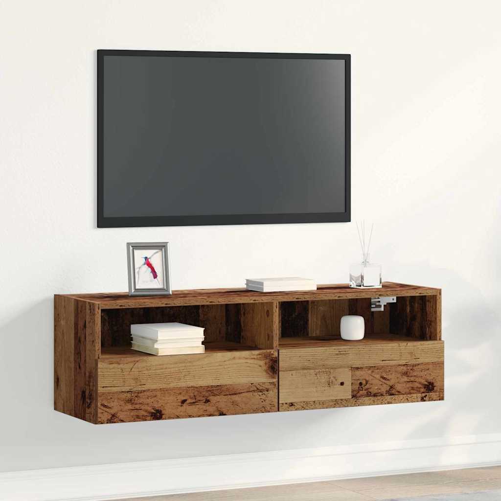 TV vægskab 100 x 30 x 30 cm Gammelt træ Konstrueret træ