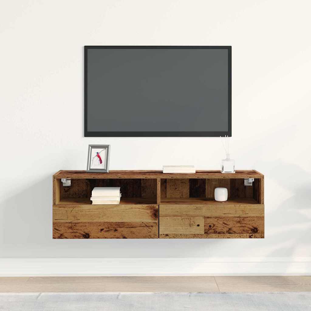 TV vægskab 100 x 30 x 30 cm Gammelt træ Konstrueret træ