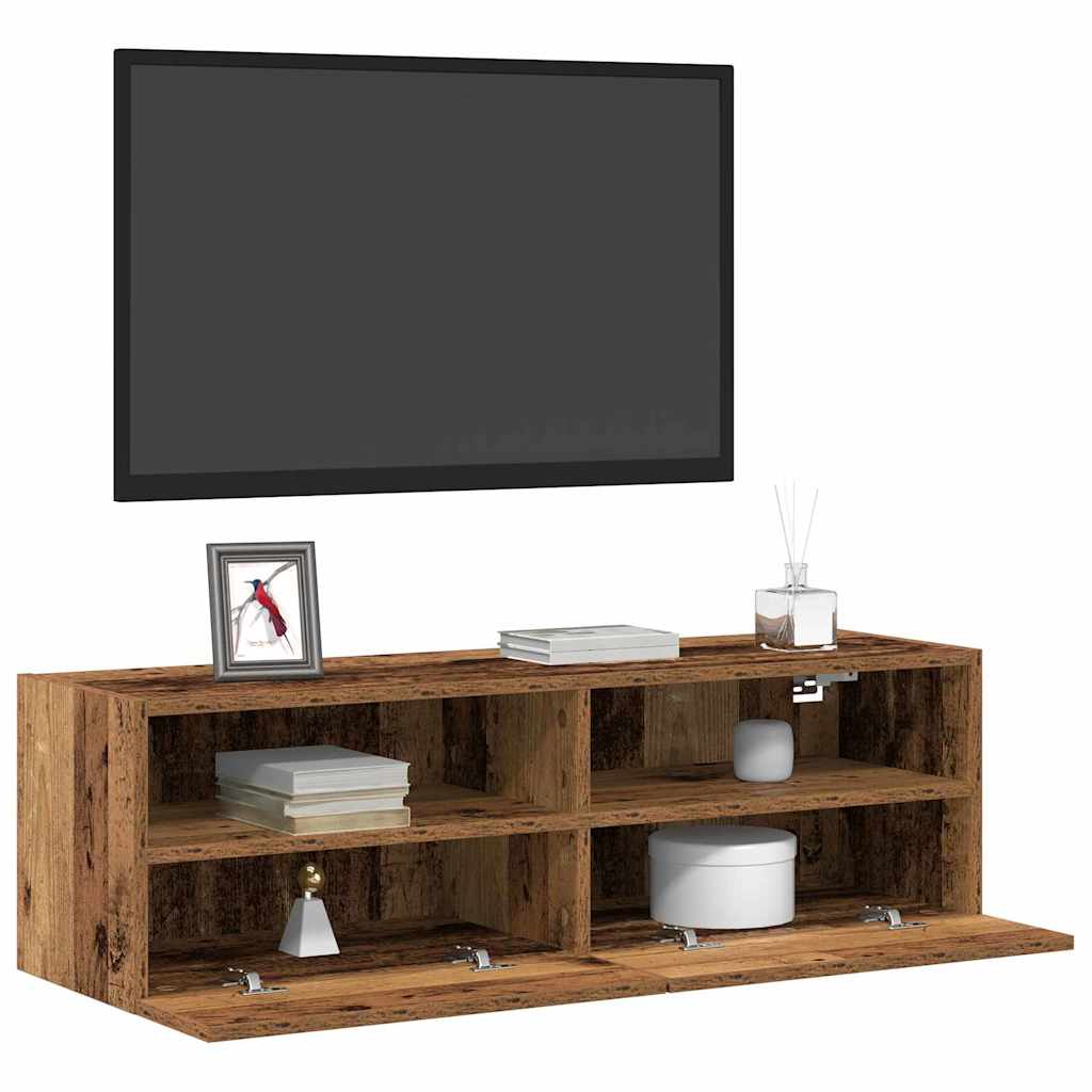 TV vægskab 100 x 30 x 30 cm Gammelt træ Konstrueret træ