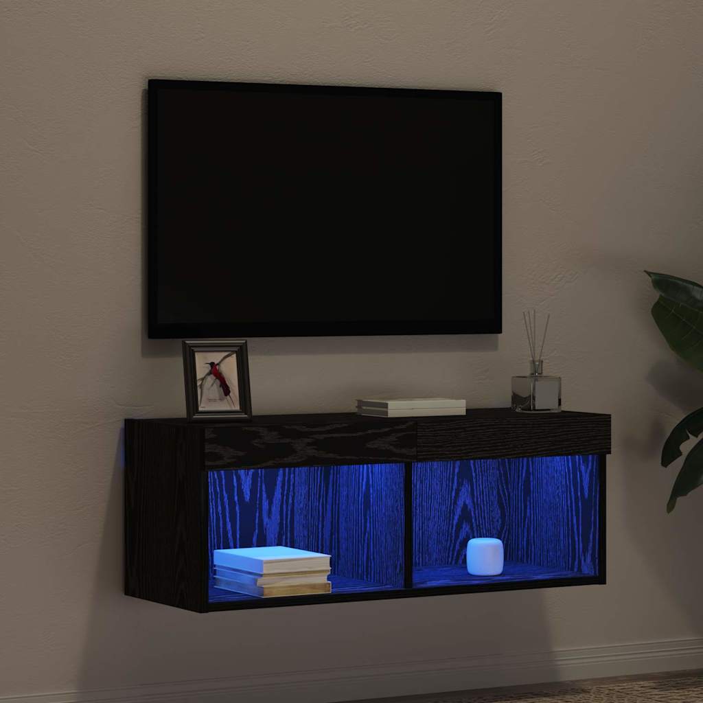 TV-møbelsæt 80 x 30 x 30 cm Sort eg Konstrueret træ