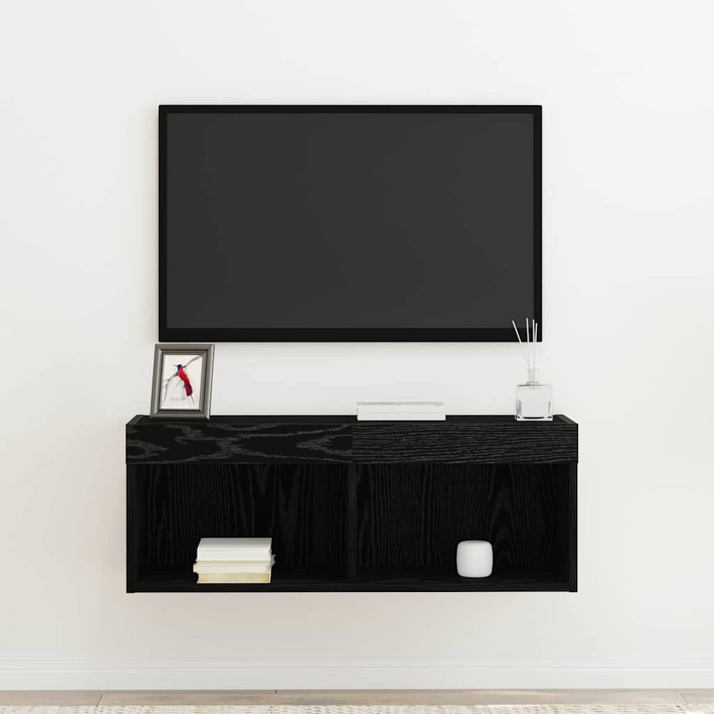 TV-møbelsæt 80 x 30 x 30 cm Sort eg Konstrueret træ