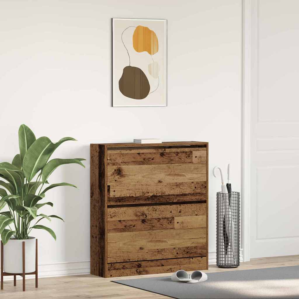 Sko skab 80 x 21 x 87,5 cm Konstrueret træ Gammelt træ