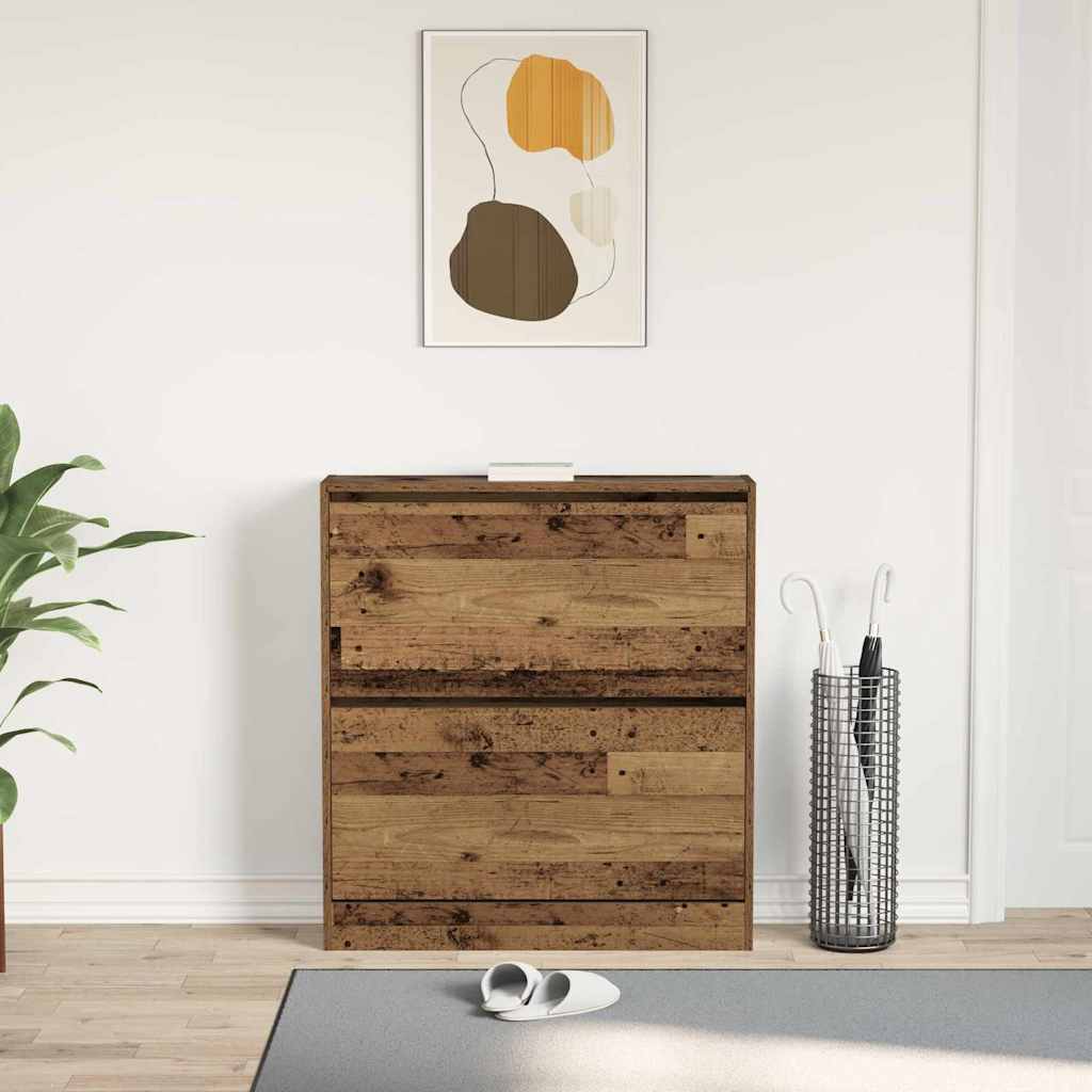 Sko skab 80 x 21 x 87,5 cm Konstrueret træ Gammelt træ