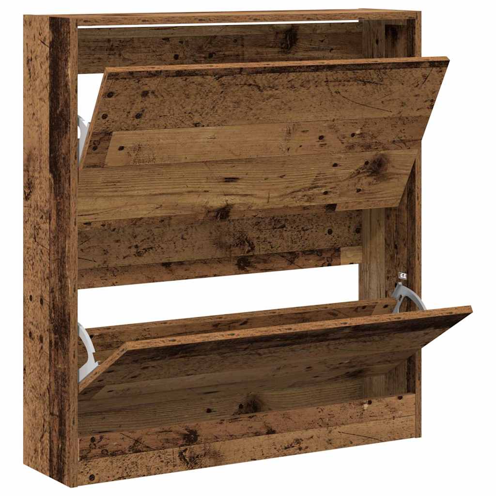 Sko skab 80 x 21 x 87,5 cm Konstrueret træ Gammelt træ