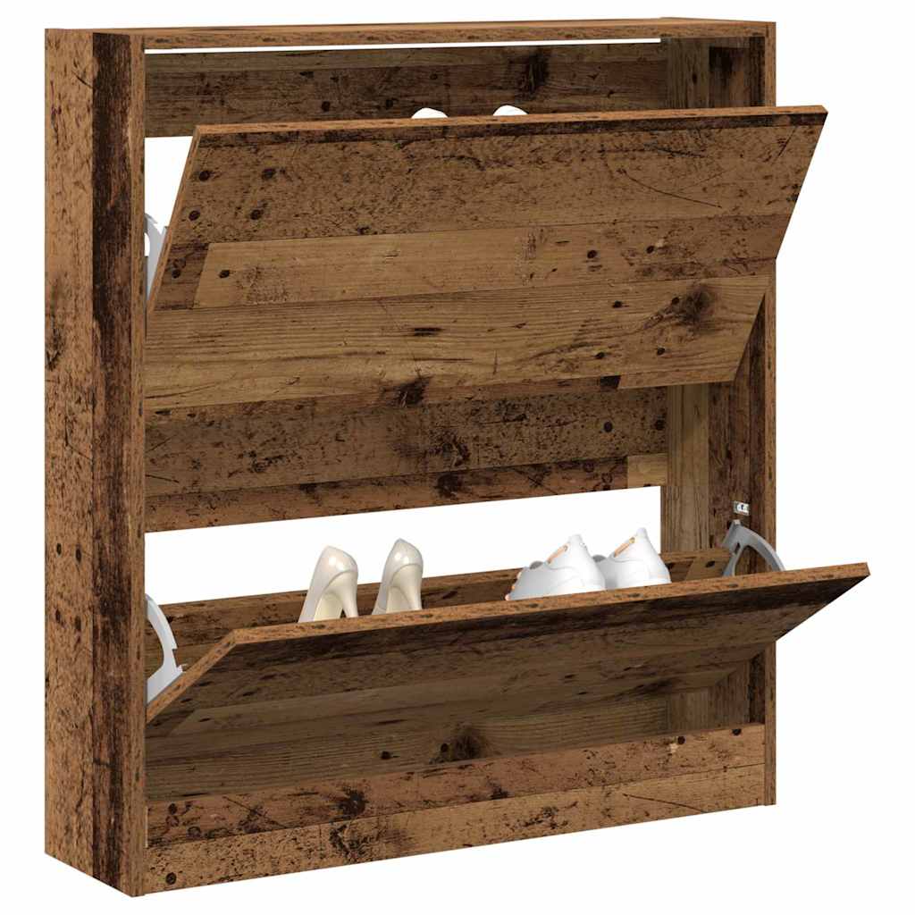 Sko skab 80 x 21 x 87,5 cm Konstrueret træ Gammelt træ