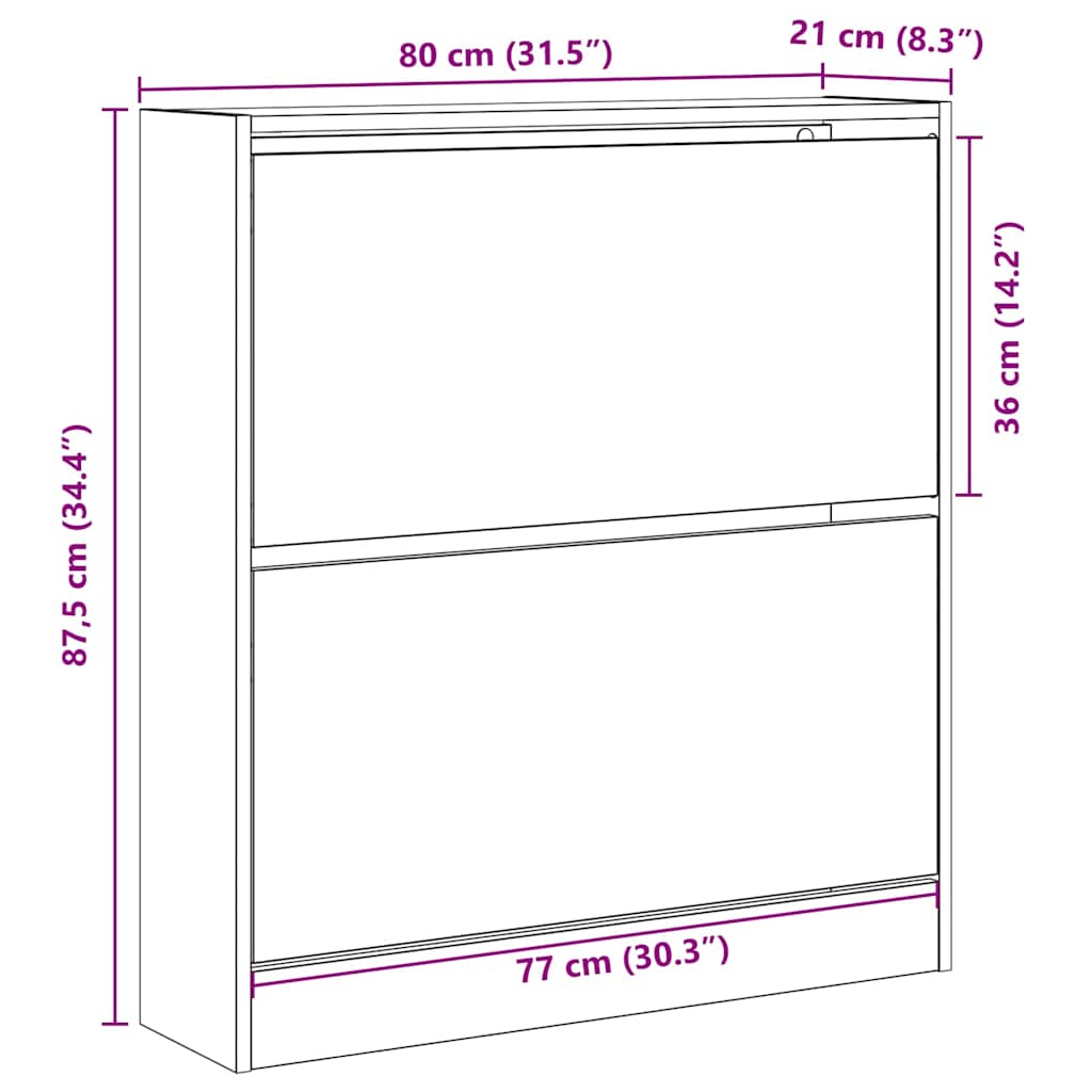 Sko skab 80 x 21 x 87,5 cm Konstrueret træ Gammelt træ