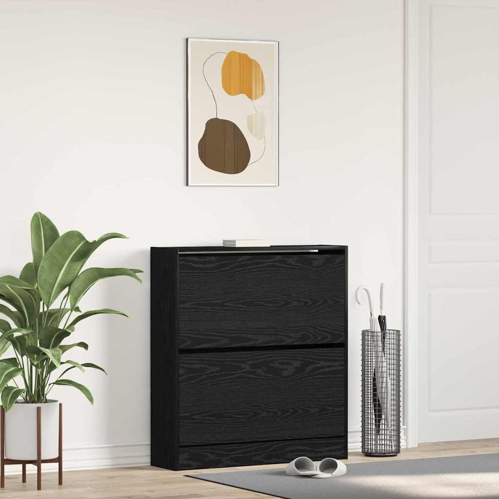 Sko skab 80 x 21 x 87,5 cm Konstrueret træ Sort eg