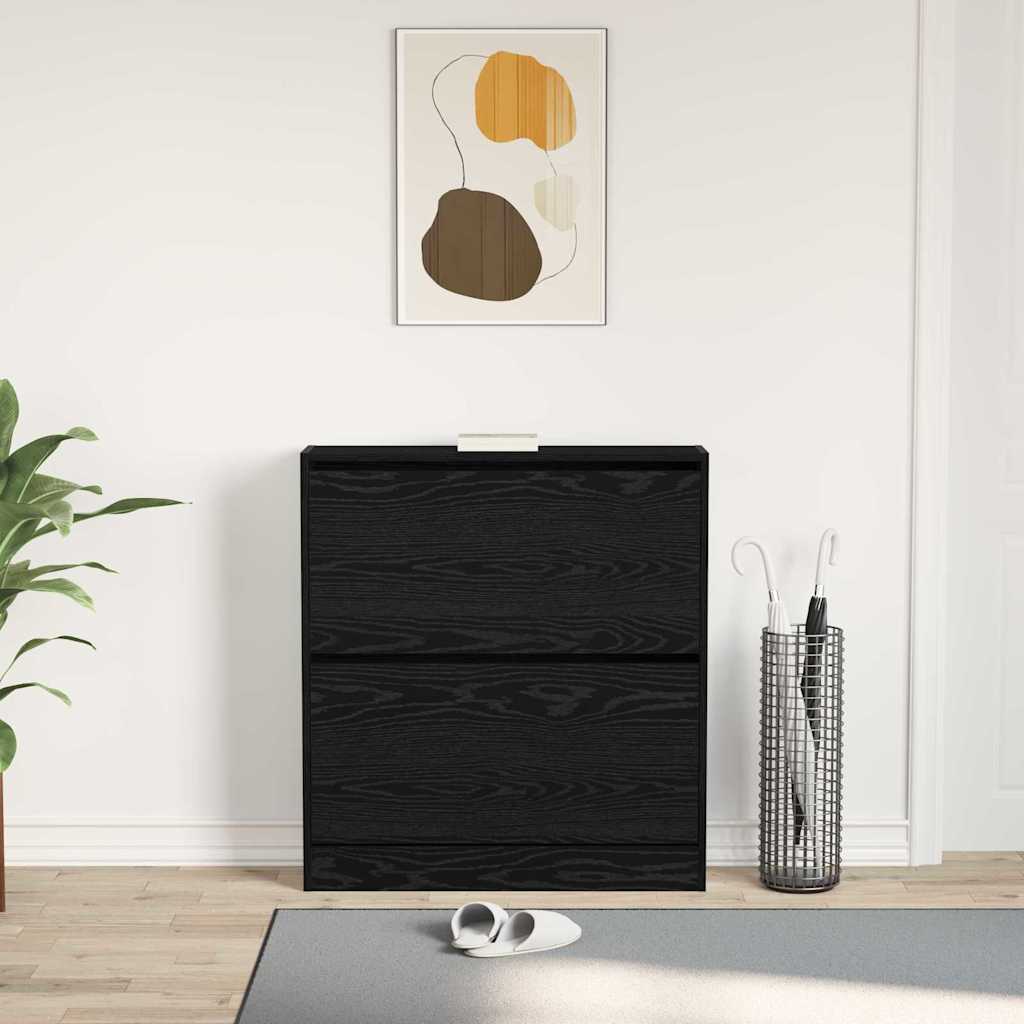 Sko skab 80 x 21 x 87,5 cm Konstrueret træ Sort eg