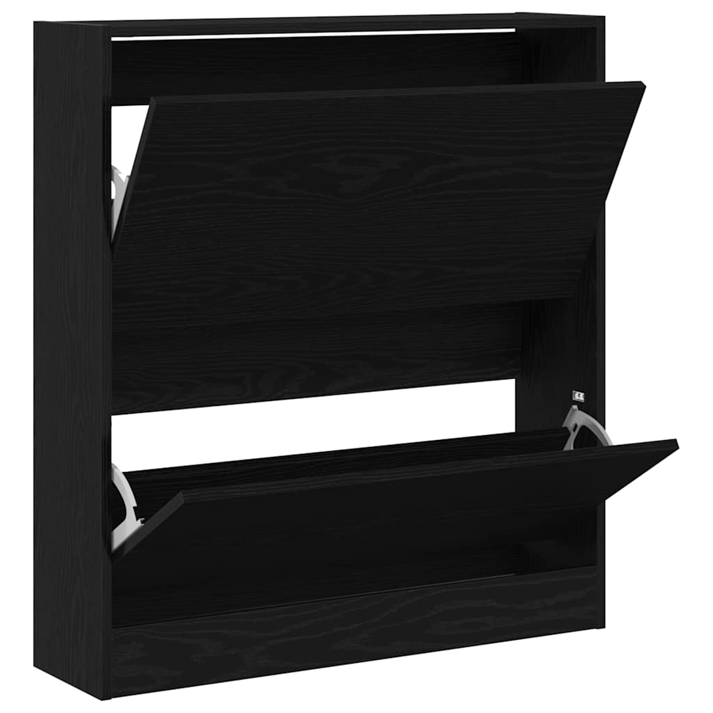 Sko skab 80 x 21 x 87,5 cm Konstrueret træ Sort eg