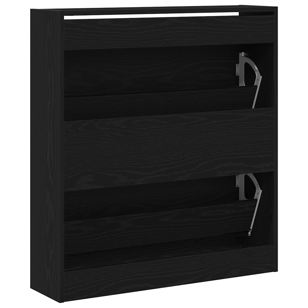 Sko skab 80 x 21 x 87,5 cm Konstrueret træ Sort eg