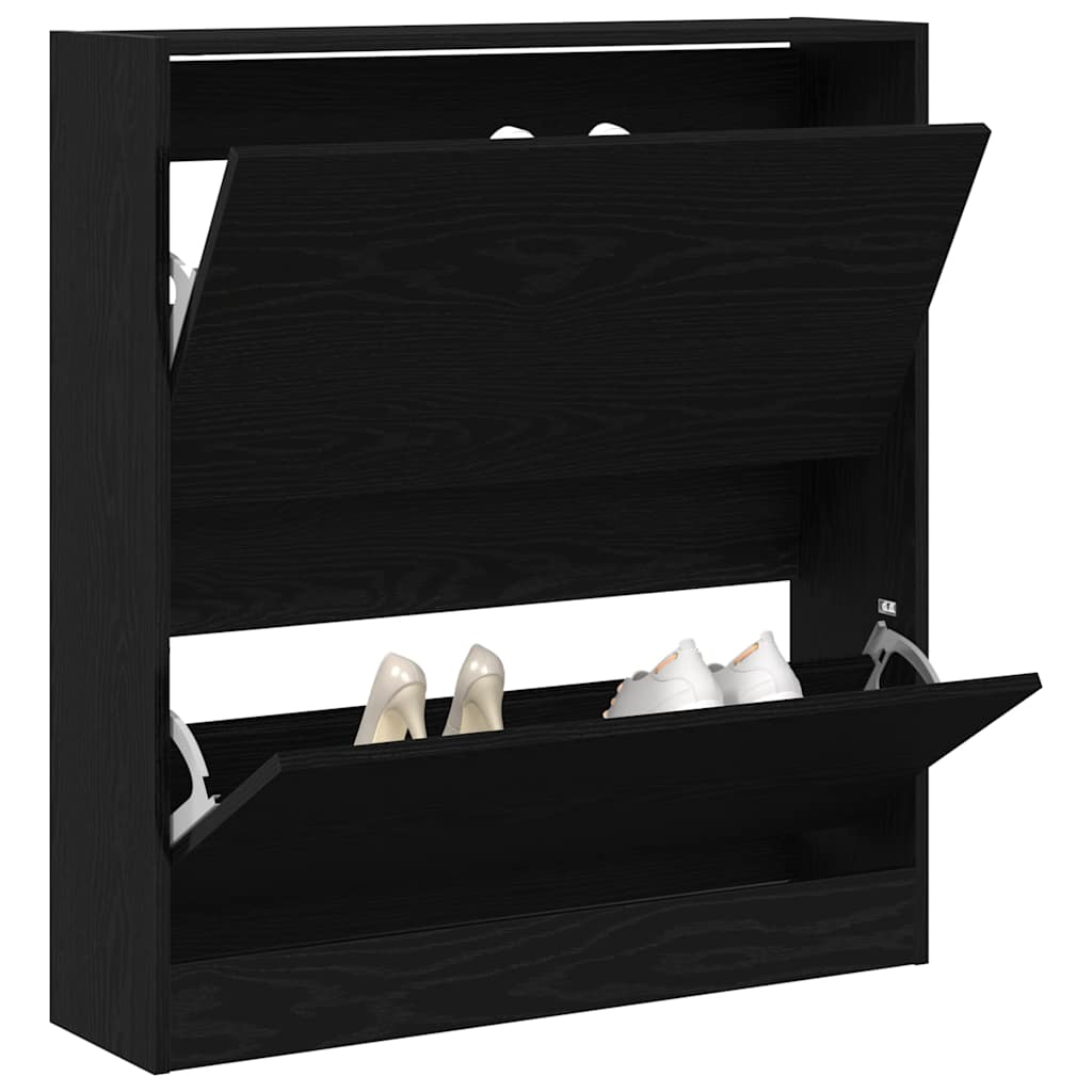 Sko skab 80 x 21 x 87,5 cm Konstrueret træ Sort eg