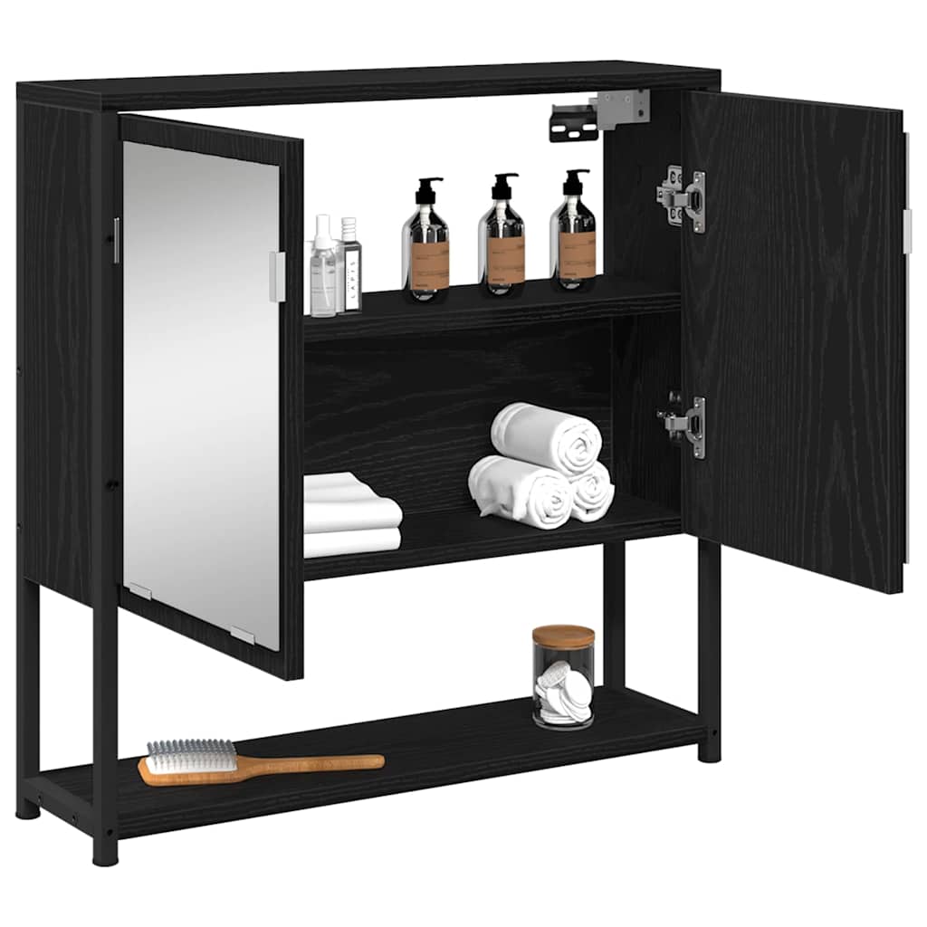 Spejlskab Sort eg 60 x 16 x 60 cm Konstrueret træ