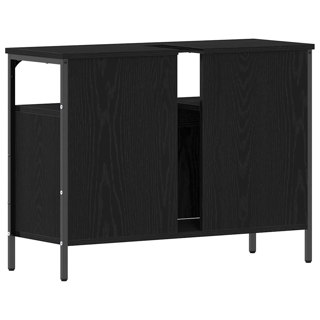 Badeværelsesskabsunder Sort eg 80 x 30 x 60 cm Konstrueret træ