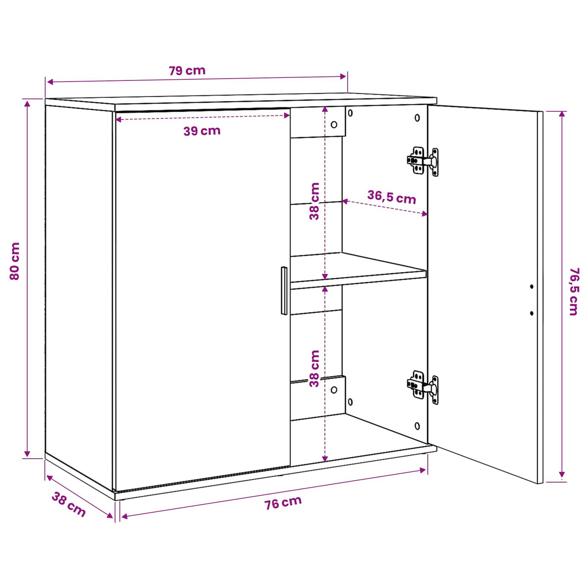 Sideboard Gammelt træ 79 x 38 x 80 cm Konstrueret træ