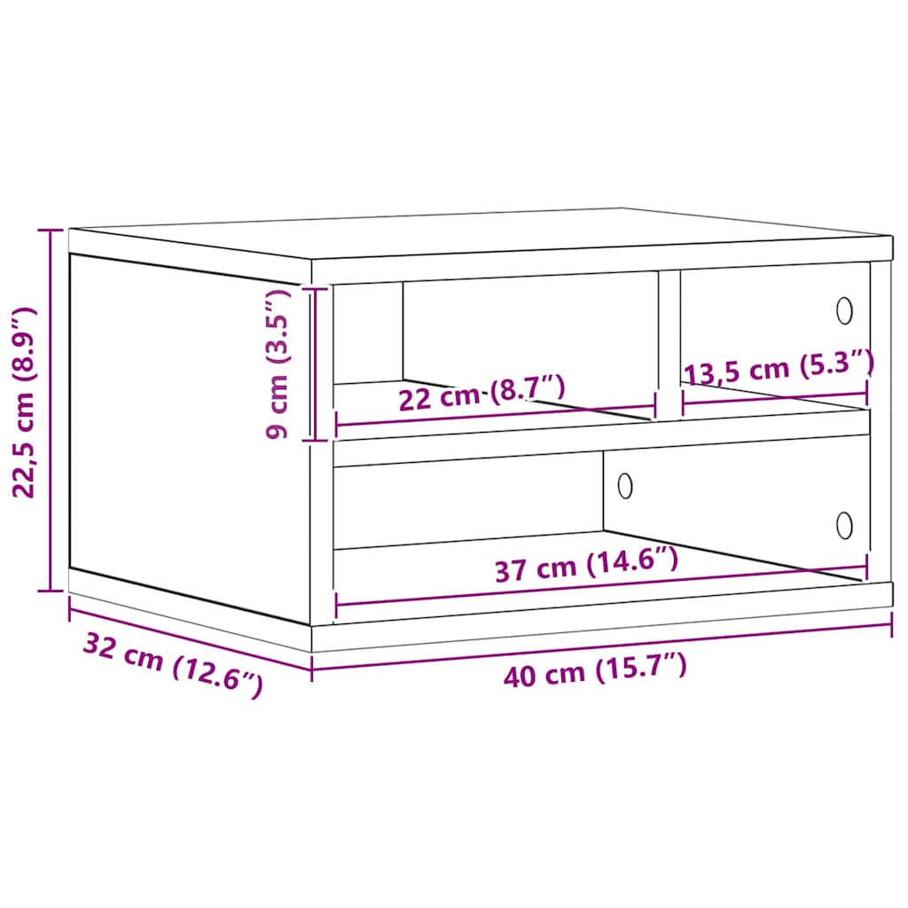 Printerstand Gammelt træ 40 x 32 x 22,5 cm Konstrueret træ
