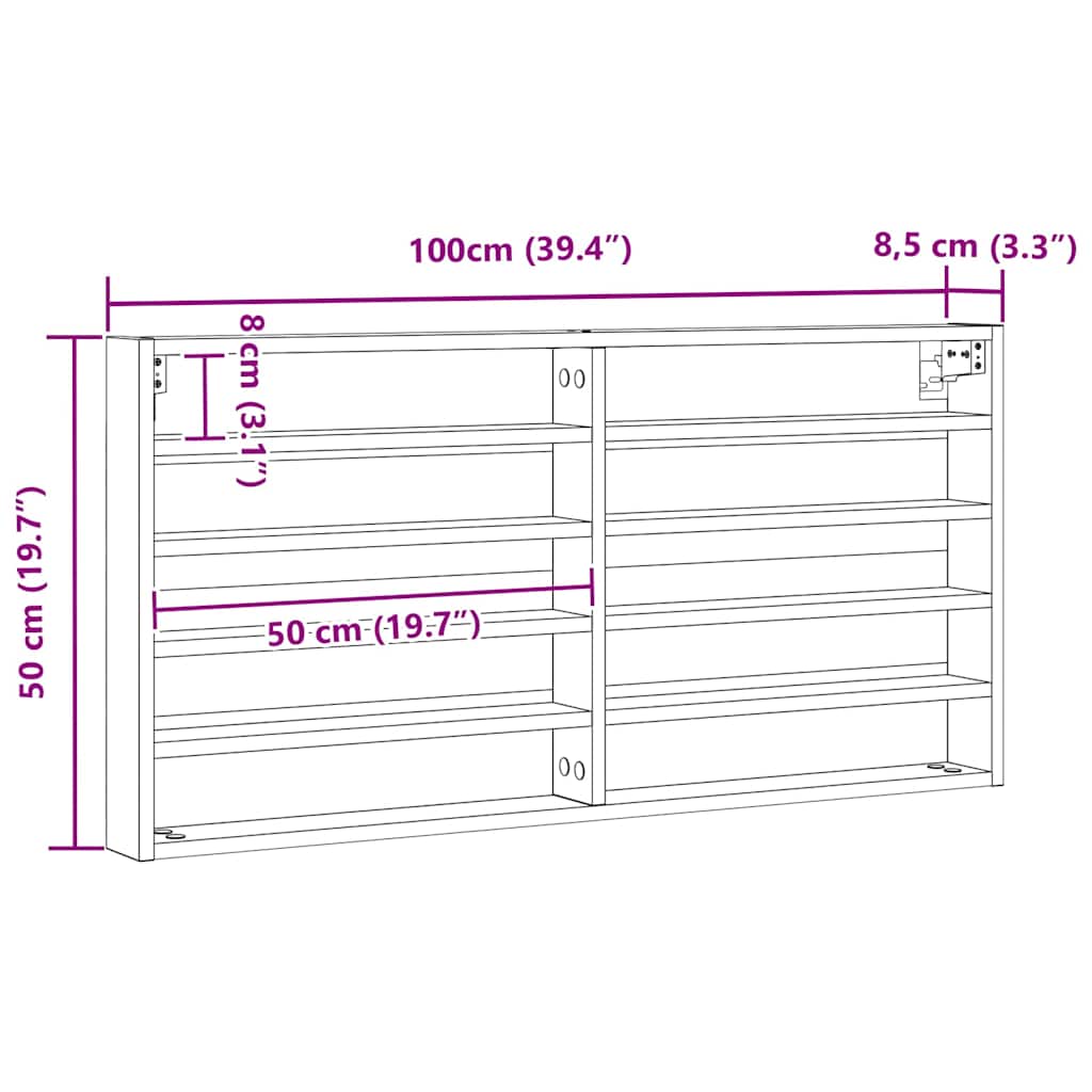 Display Skab Vægmonteret Sort eg 100 x 8,5 x 50 cm