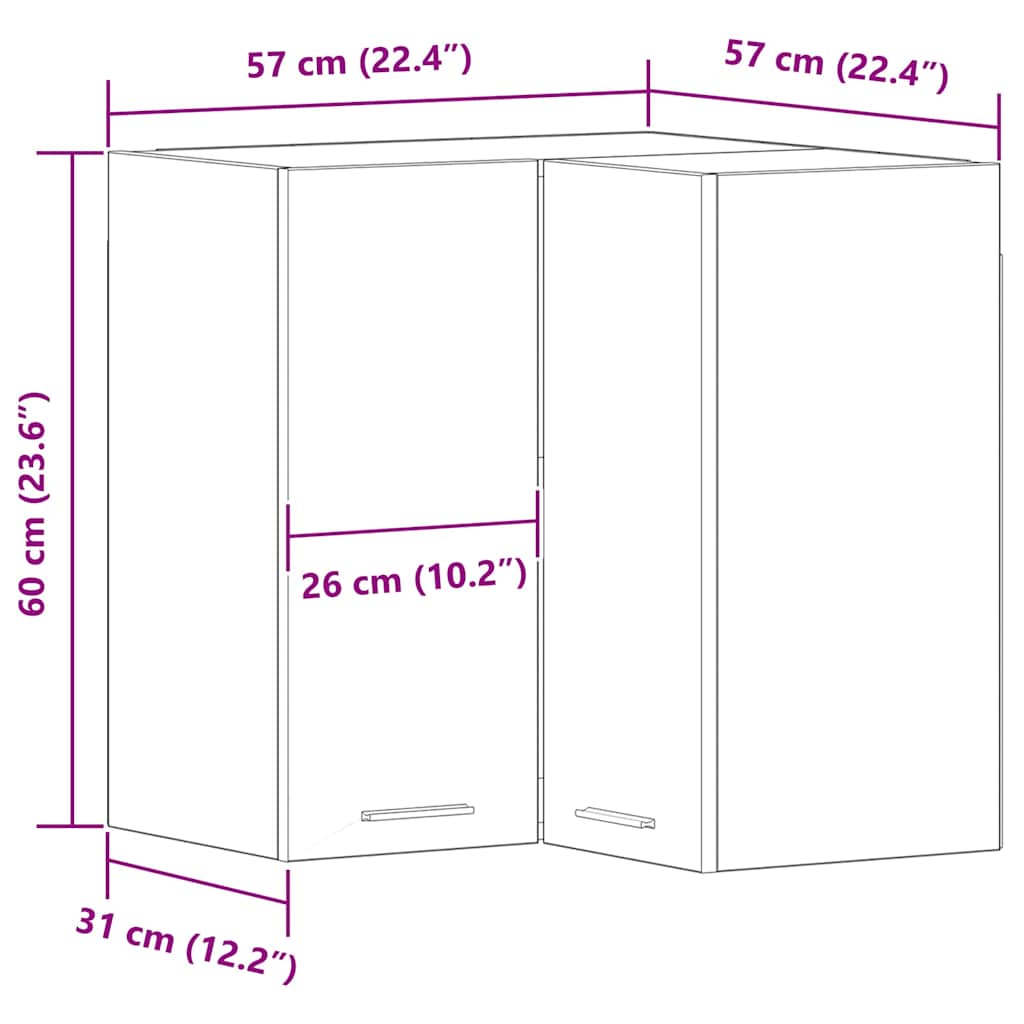 Hængeskab Lyon Sort eg 57 x 57 x 60 cm Konstrueret træ
