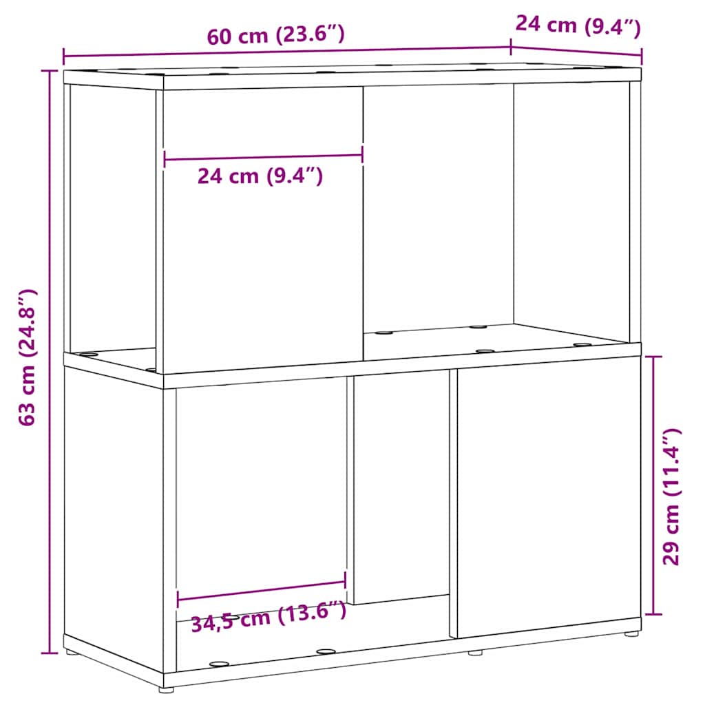 TV-møbelsæt 60 x 24 x 63 cm Sort Konstrueret træ