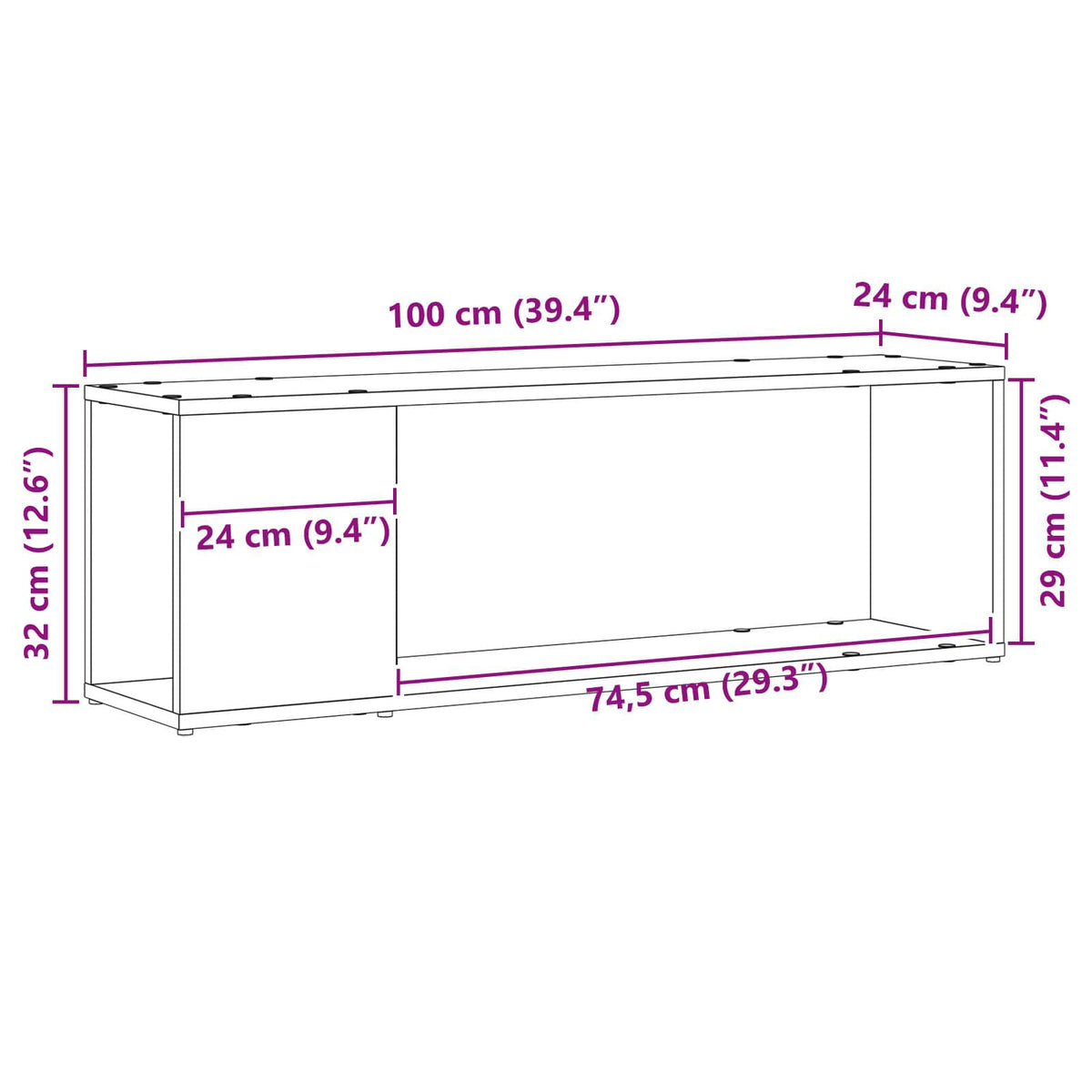 TV-møbelsæt 100 x 24 x 63 cm Sort Konstrueret træ