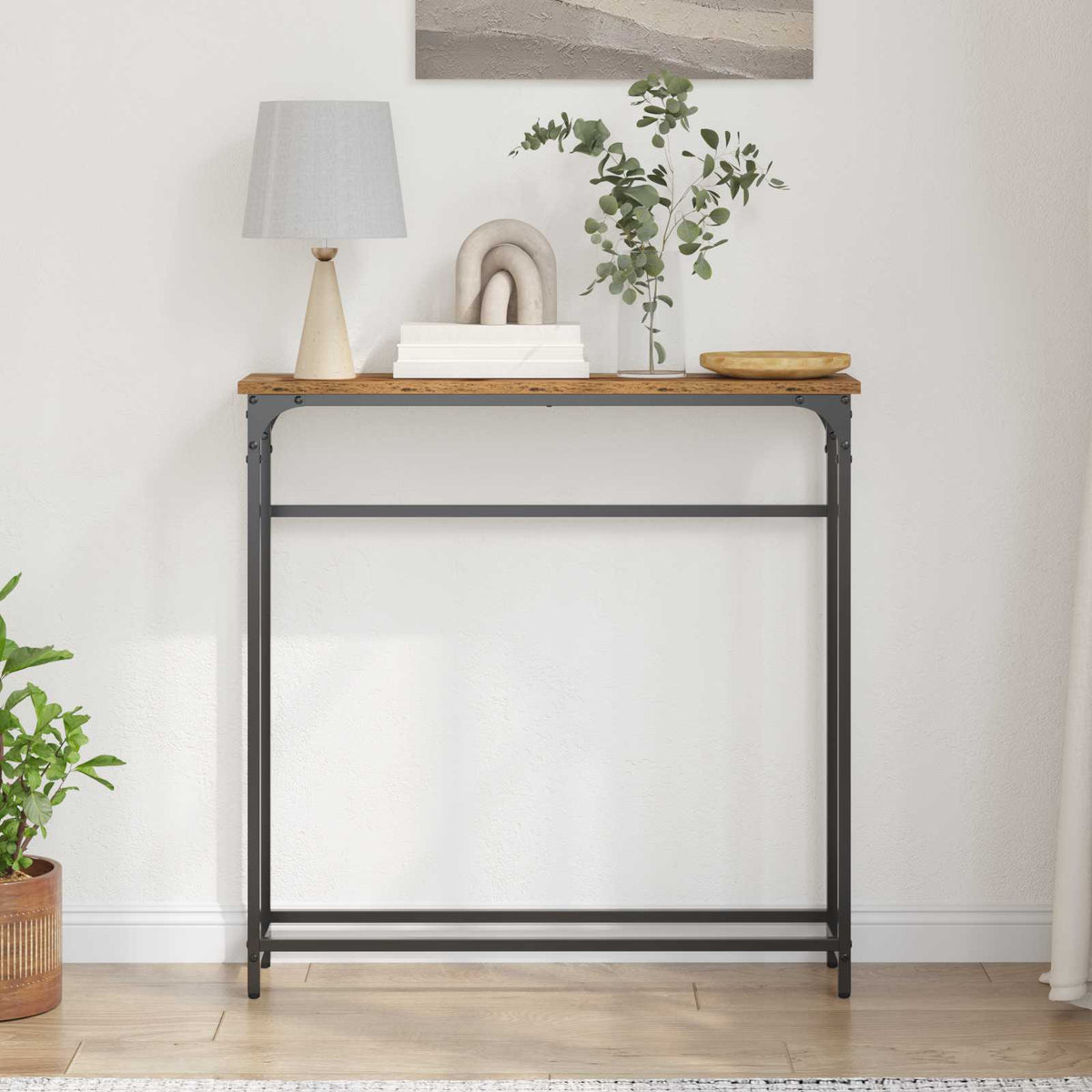 Konsolbord Gammelt træ 75 x 19,5 x 75 cm Konstrueret træ