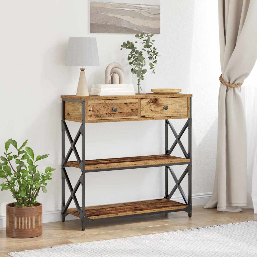 Konsol Bord Gammelt træ 75 x 28 x 75 cm Laminat træ og metal