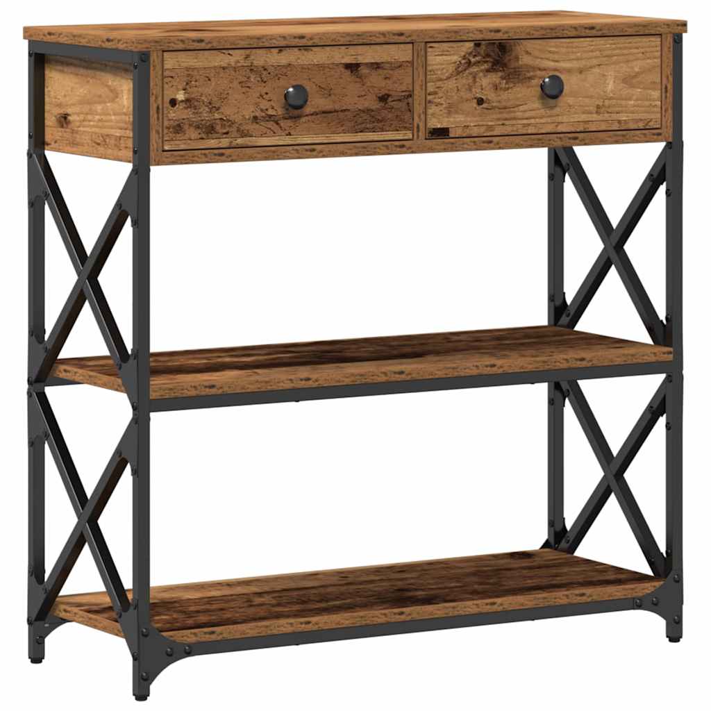 Konsol Bord Gammelt træ 75 x 28 x 75 cm Laminat træ og metal