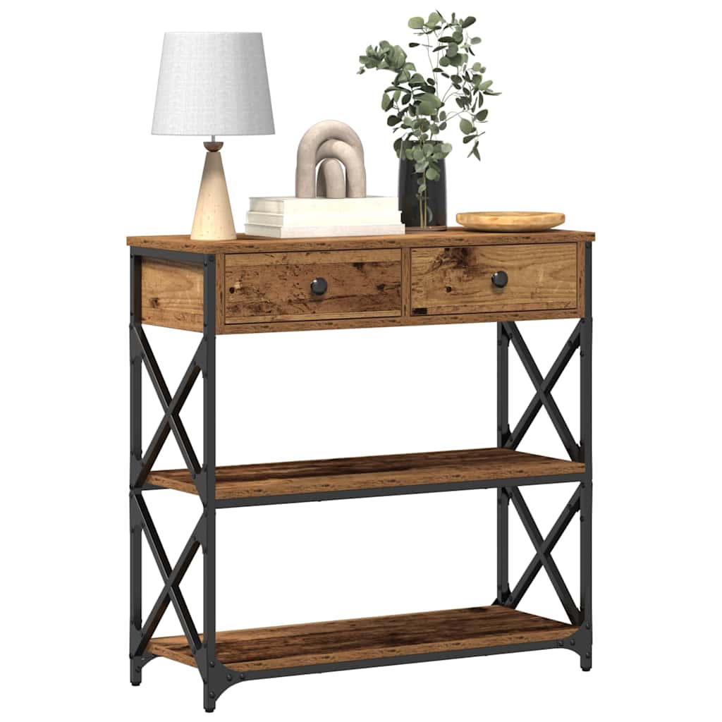 Konsol Bord Gammelt træ 75 x 28 x 75 cm Laminat træ og metal