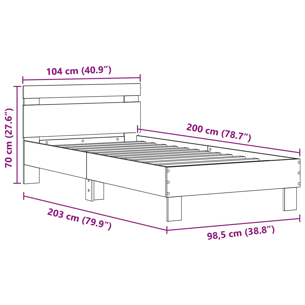 Sengestel Gammelt træ 100 x 200 cm Konstrueret træ