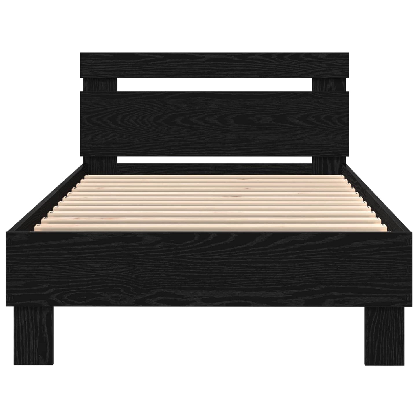 Sengestel med hovedgærde Sort eg 100 x 200 cm Konstrueret træ