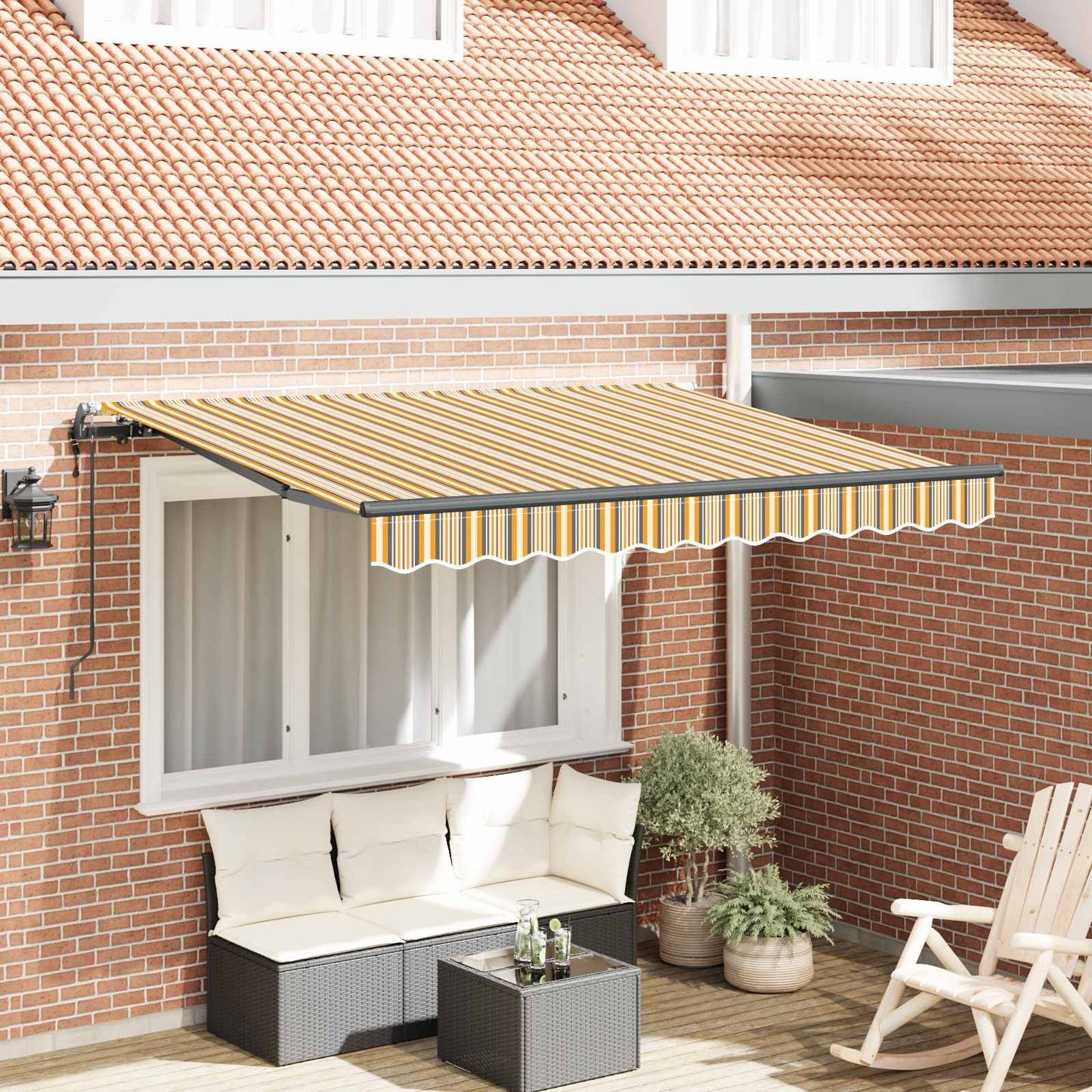 Udtrækkelig markise Gul og Grå 250 x 200 cm Stof