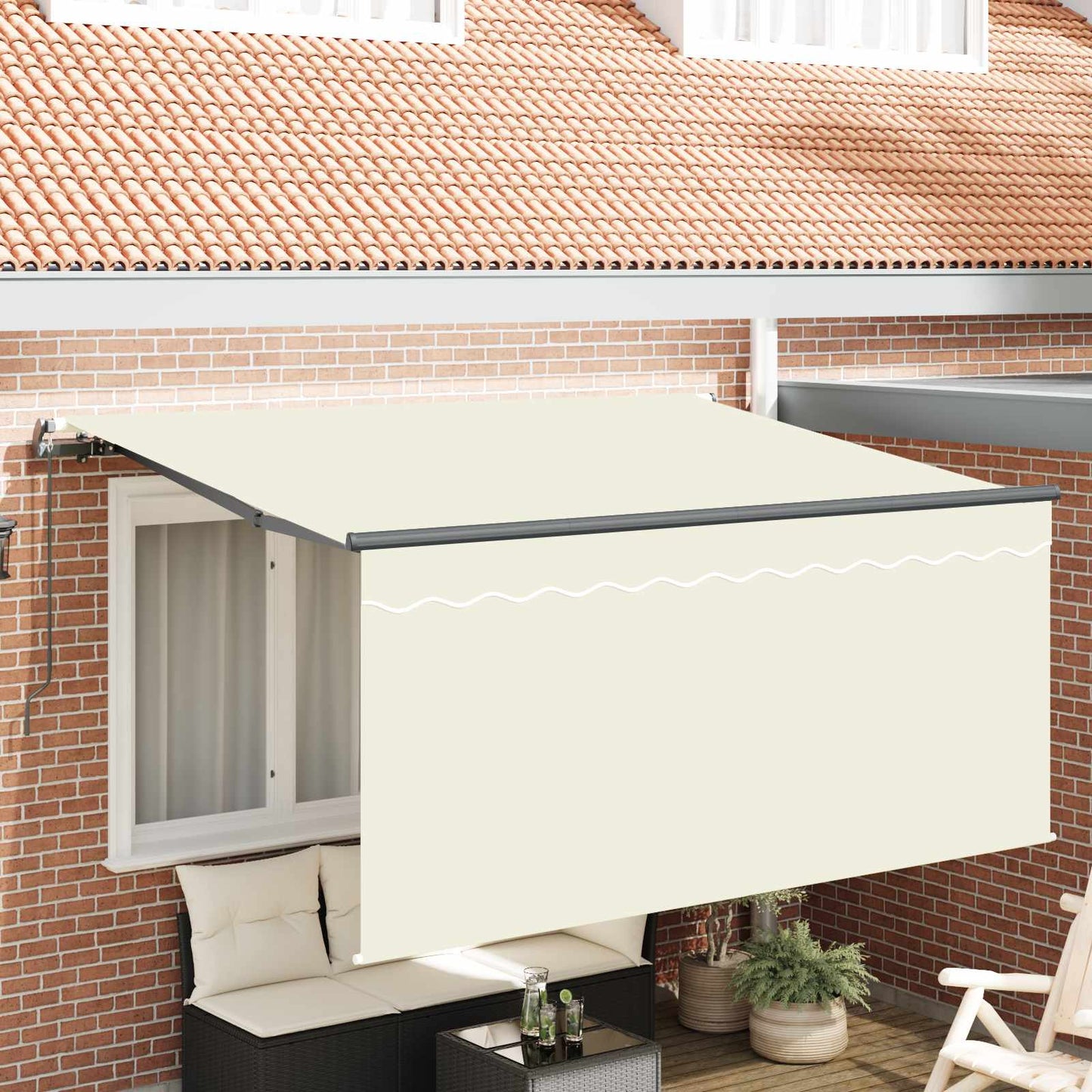 Udtrækkelig markise Creme 300 x 200 cm Polyester og Aluminium