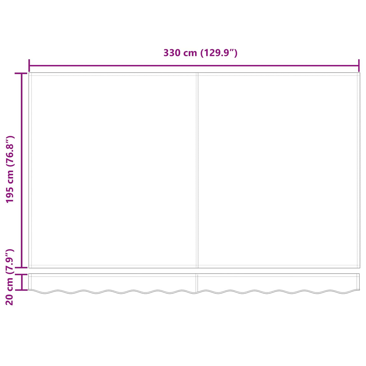 Udtrækkelig markise Creme 350 x 200 cm Stof