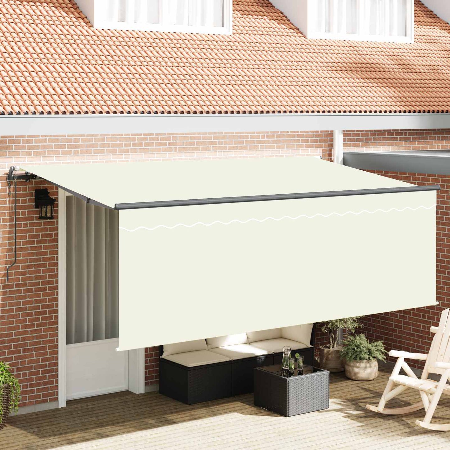 Udtrækkelig markise Creme 350 x 200 cm Polyester og Aluminium