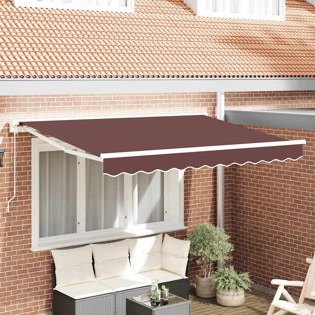 Markiseramme Brun 350 x 200 cm Polyester med PU belægning
