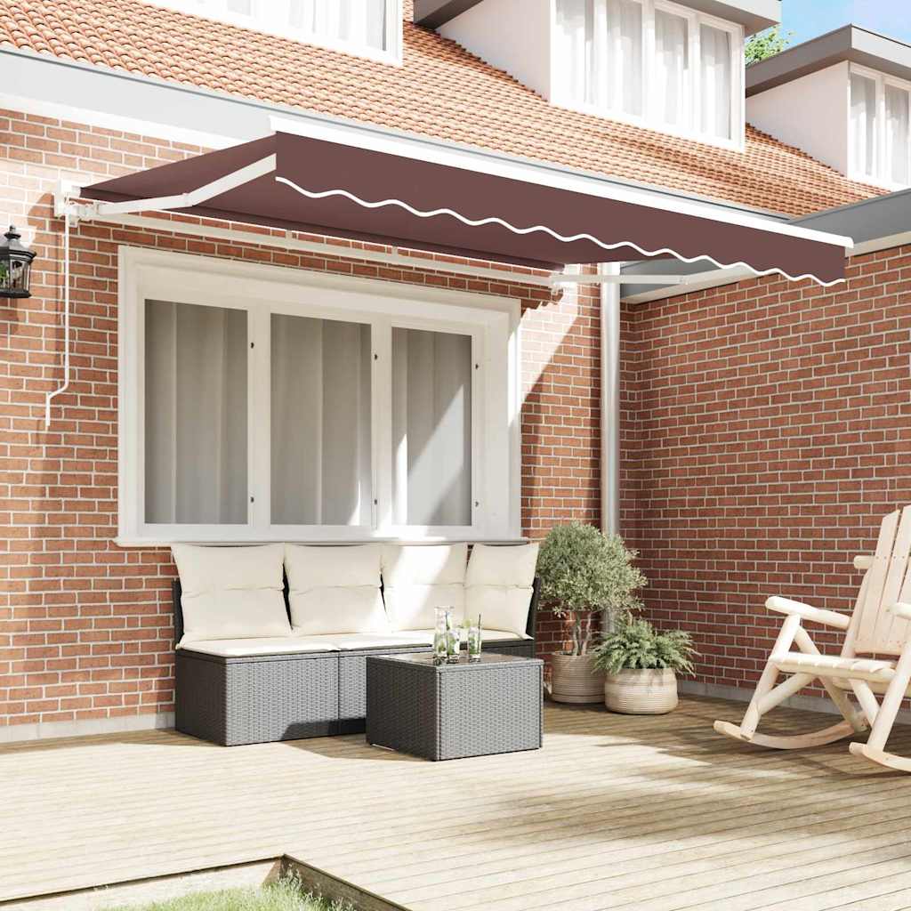 Markiseramme Brun 350 x 200 cm Polyester med PU belægning