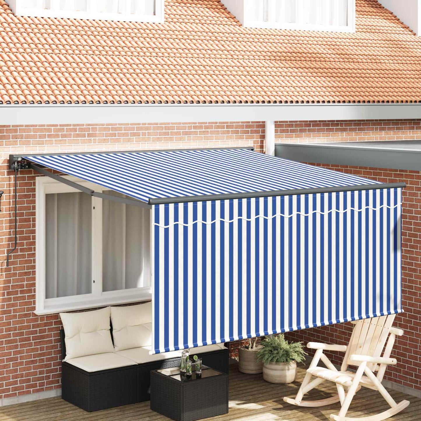 Udtrækkelig markise Blå og Hvid 300 x 250 cm