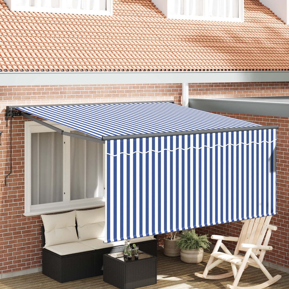 Udtrækkelig markise Blå og Hvid 300 x 250 cm