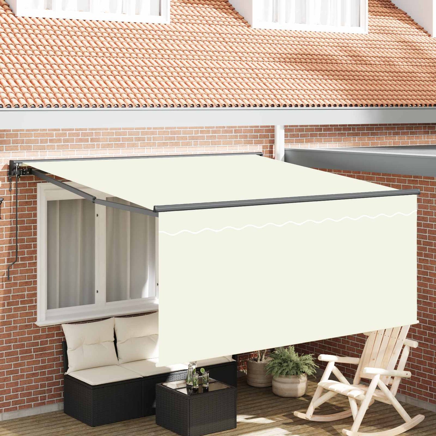 Udtrækkelig markise Creme 300 x 250 cm Polyester og Aluminium