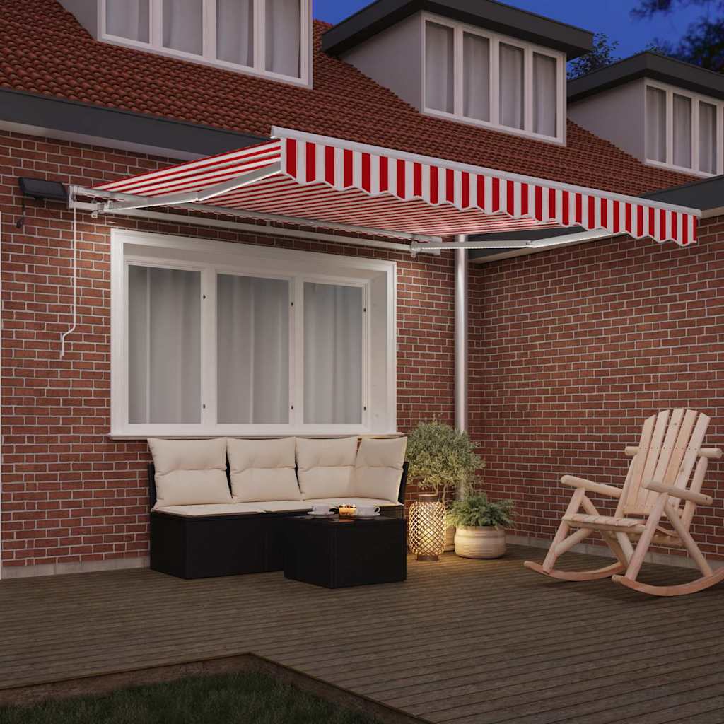 Udtrækkelig markise Rød og Hvid 300 x 250 cm Stof og aluminium