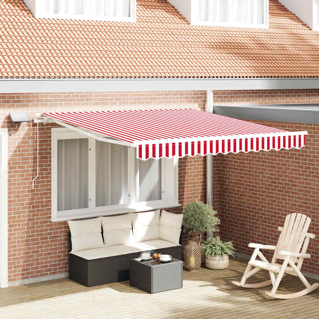 Udtrækkelig markise Rød og Hvid 300 x 250 cm Stof og aluminium