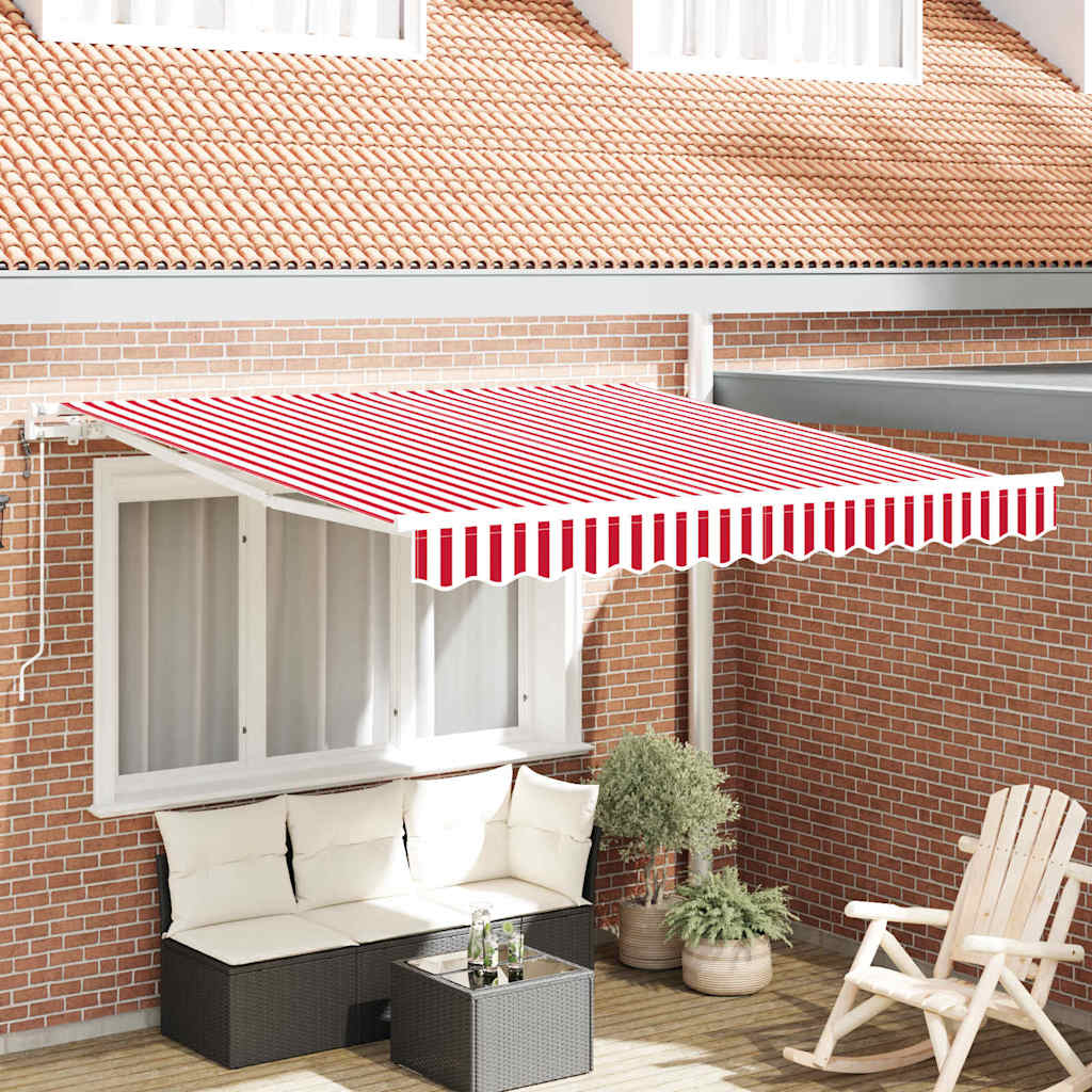 Udtrækkelig markise Rød og Hvid 300 x 250 cm Stof og aluminium
